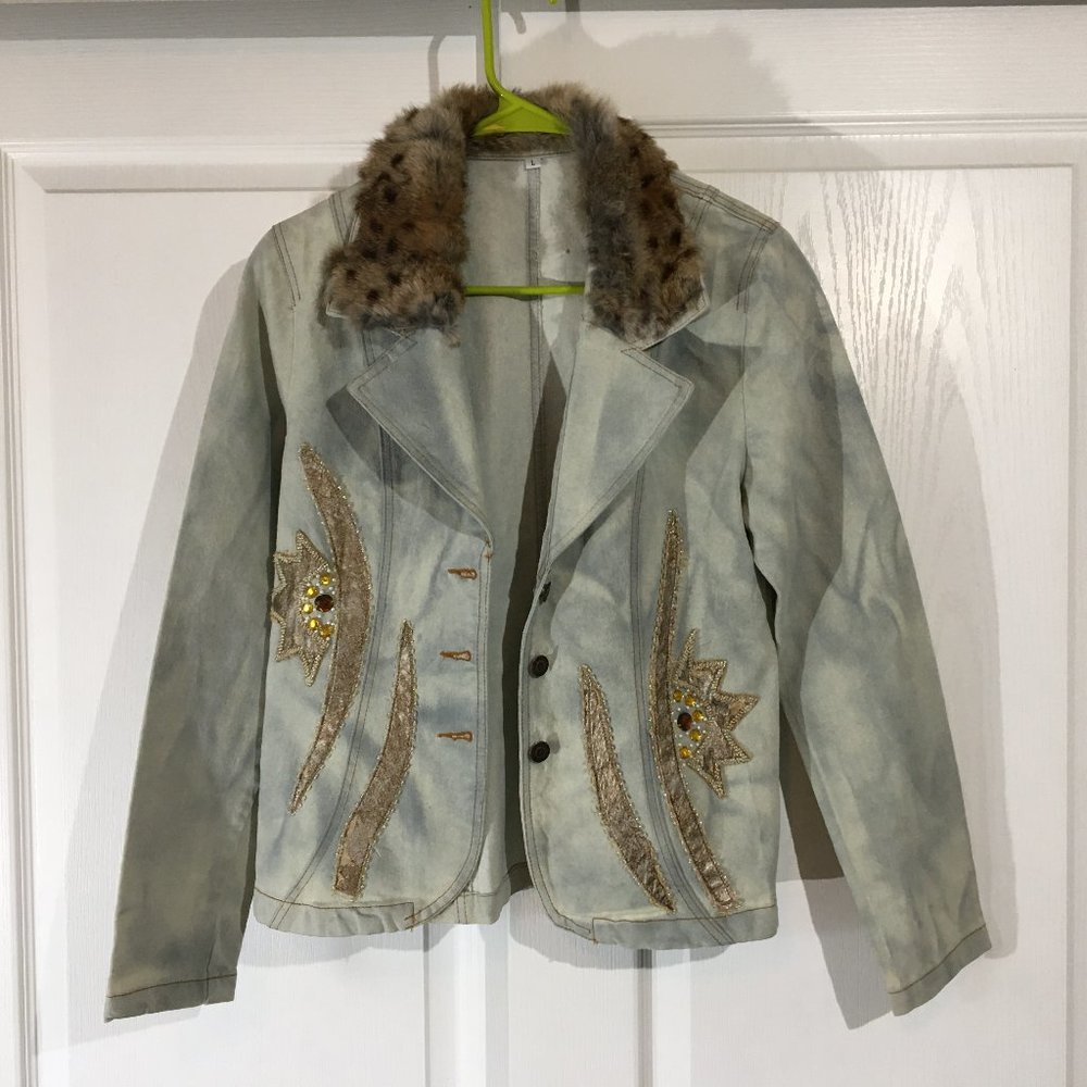 Awei Denim Blue Jean Women Jacket Large